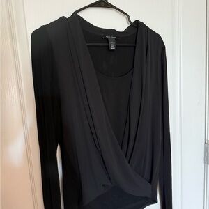 White House Black Market Black Drape Blouse